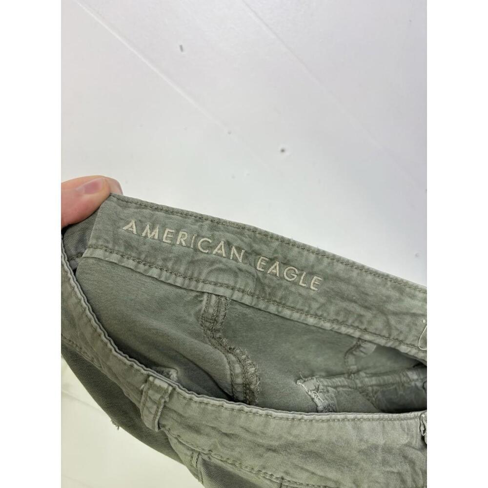 American Eagle Pants Womens 10 Skater Olive Green Wide Leg Baggy Cargo High Rise - Picture 4 of 10